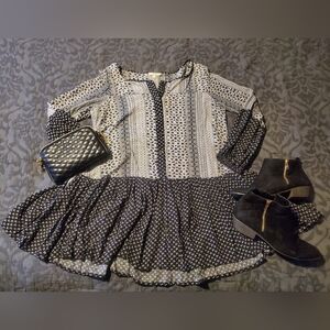 Black & White Loose Bohemian Dress